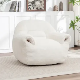 Bean Bag Chair, Comfy Bean Bag Sofa With Back Support, Faux Fur Bean Bag Chair For Adults And Kids, Stuffed Floor Sofa For Living Room, Bedroom, Apart