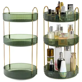 3 Tier Rotating Makeup Organizer 360° Spinning Perfume Cosmetic Storage Tray 55LBS Load Countertop Shelves For Lotion Lipstick