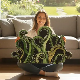 Green And Purple Cthulhu Rugs Water Absorbent Bath Mat Octopus Anime Rug Graphic Gothic Bathroom Rugs Fantasy Decorate, Non Slip Backing, Unique Gift