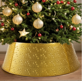 Metal Christmas Tree Collar, Waterproof Holiday Decorative Tree Base Cover, Durable Steel Collar