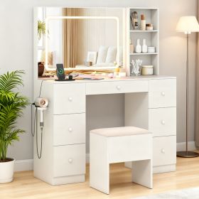 Vanity Desk With Mirror And Lights Makeup Dressing Table Vanity Table And Stool Set