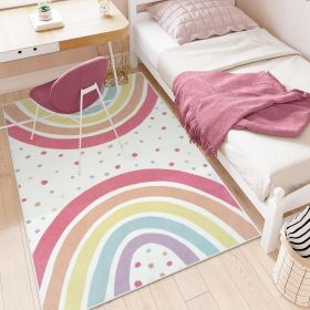 Washable Rainbow Rug For Girl Nursery, Small Rug 3X 5 Colorful Area Rugs For Kids Bedroom, Non-Slip Soft Polka Dot Carpet Kids Rugs For Classroom Play