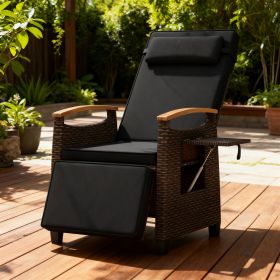 Patio Wicker Recliner Chair With Adjustable Backrest And Footrest