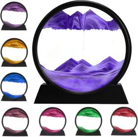 3D Dynamic Sand Art Liquid Motion, Moving Sand Art Picture Round Glass 3D Deep Sea Sandscape In Motion Display Flowing Sand Painting Relaxing Desk Toy
