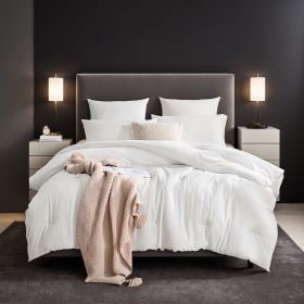 All Season White Oversized Solid Plump Duvet, Premium Hotel, Bedroom And Guesthouse Comforter. This Extra Warm Thick Winter Quilt Transitions Seamless