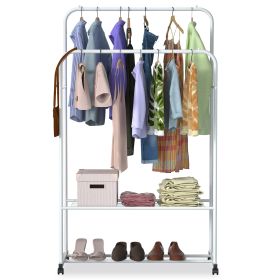 1Pc Garment Hanging Rack Clothing Hanging Rail Pillow Shoe Display Organizer Stand Rolling Wheel Clothes Organizer