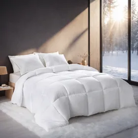 White Oversized Checkered Quilted Plump Duvet Luxury Hotel-grade Comfort For Bedrooms And Guesthouses. Winter-weight Warmth For Single/double Beds. Pr