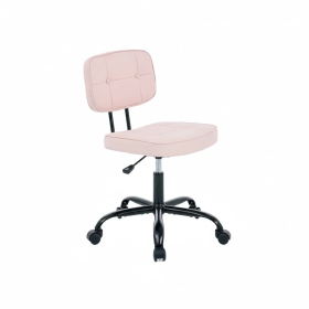 PU Genuine Leather Chair, Small Space, Thickened Seat Cushion,  Armless Roller Chair