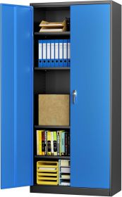 SUPEER Filing Cabinet, Metal Cabinet With 4 Height-Adjustable Shelves, Sheet Steel Powder Coating, Steel Cabinet For Tools, Garage H 180 Cm X W 80 Cm