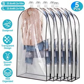 5 Pack 60In OR 40In Options Garment Bag For Hanging Clothes Dustproof Waterproof Hanging Clothes Storage Bag Clear Transparent Suits Cover For Sweater