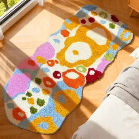Boho Chic Colorful Abstract Bath Rug - Non-Slip, Ultra Soft, Quick-Dry Mat For Bathroom | Vibrant Artistic Design, Plush Comfort & Durable Style - Ele
