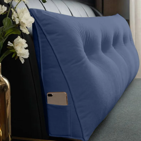 Triangle Reading Cushion With A Button-blue