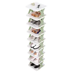 9Tier Narrow Entryway Shoe Rack Plastic Vertical Shoe Organizer Space Saving Free Standing Shoes Storage Shelf Closet Hallway