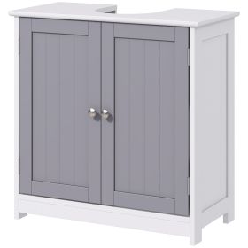 Bathroom Vanities, Bathroom Sink Cabinets with U-Shape Cut-Out and Adjustable Internal Shelf, White and Gray