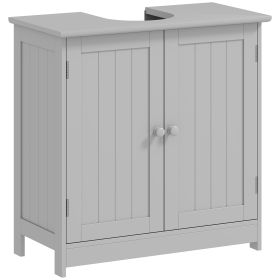 Bathroom Vanity Cabinet, Under Sink Bathroom Cabinet with 2 Doors and Adjustable Shelf, Light Gray