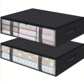 2 Pcs Over Wardrobe Storage Bag, Underbed Storage Containers, Storage Bin For Clothes, Blankets