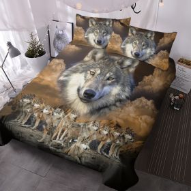3pcs Wolf Pack Tribe Bedroom Printed Bedding Suitable For All Seasons