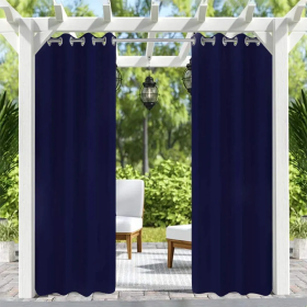 50inch X 96inch Outdoor Curtains Front Porch Curtain Grommet For Porch Balcony Pergola Gazebo Dark Blue