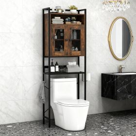 Over-The-Toilet Storage Cabinet With Heavy-Duty Metal Frame 2-door Freestanding