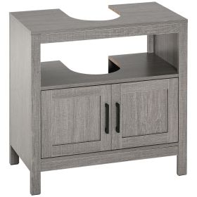 Pedestal Sink Storage Cabinet, Bathroom Under Sink Cabinet with 2 Doors and Open Shelf, Bathroom Vanity, Gray