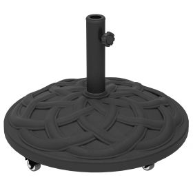 Round Patio Umbrella Base With Wheels, 44 Lbs Resin Umbrella Stand Base, Heavy Duty Patio Umbrella Holder For 1.31.51.9 Umbrella Poles For Outdoor, La