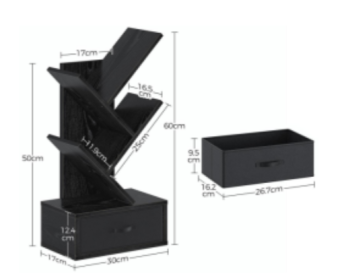 7-layer Tree Bookshelf, Tall And Narrow Wooden Bookcase, Standing Storage Rack For Corners And Small Spaces