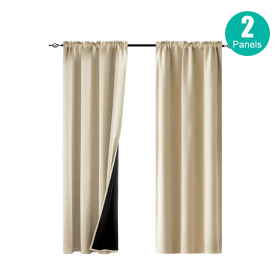 Rod Pocket Thermal Insulated With Coated Lining 52 In. W X 63 In. L Indoor Blackout Curtains,2 Colors Available,Set Of 2