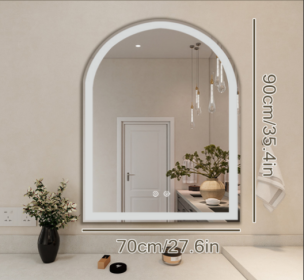 Smart Anti-fog LED Bathroom Mirror Arch Shape Dual Light 3 Color Temperatures Memory Dimming