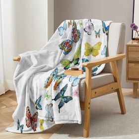 1pc Colorful Butterfly Printed Blanket, Skin Friendly Soft Casual Blanket, Cover Blanket, Multi Scene Warm Decorative Blanket, Suitable For All Season