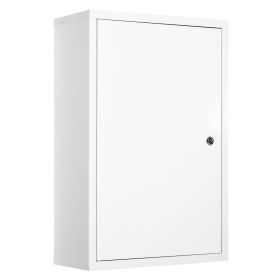 Steel Wall Mount Medicine Cabinet 3 Tier Emergency Box for Bathroom Kitchen, Lockable with 2 Keys - White