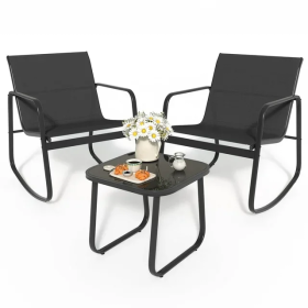 Courtyard Furniture Set, Outdoor Courtyard Furniture Reception Set With Table---3-black