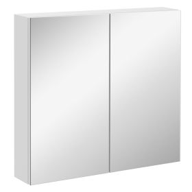 Bathroom Mirrored Cabinet, 24"x22" Steel Frame Medicine Cabinet, Wall-Mounted Storage Organizer with Double Doors, White