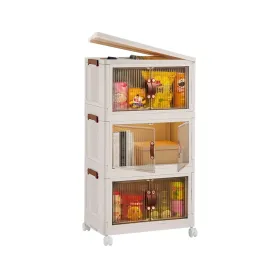 3Pcs Foldable Storage Bins With Lid Front Magnetic Door Collapsible Stackable Closet Organizer Containers With 4Pcs 360° Rotatable Wheels 8Pcs Small W