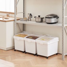 Ingredient Bin, 10.5 Gallons Capacity Ingredient Storage Bin, PP Material Flour Bins On Wheels, White Shelf Ingredient Bin With Scoop And Sliding Lid,