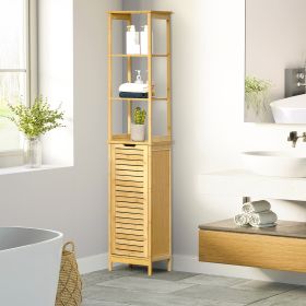 Bathroom Floor Cabinet with 3 Shelves and Cupboard