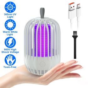1Pc 900V High Voltage Cordless Indoor Bug Zapper Type C Rechargeable Mosquito Lamp Trap Portable Electric Mosquito Killer With Hanging Strap Night Lig
