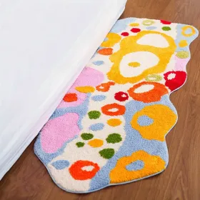 Colorful Cartoon Rugs, Colorful Flower Floor Mats, Cute And Beautiful Bedroom Rugs, Super Soft Bedroom Area Rugs, Non-Slip Quick Drying Long Bath Mats