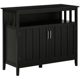 Sideboard Buffet Cabinet, Coffee Bar Cabinet with 2 Doors and Adjustable Shelves, Console Table for Kitchen Entryway Living Room, Black