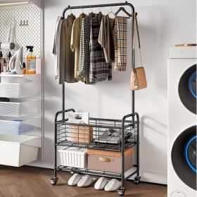 Clothes Rack With Shelves, Laundry Hamper Sorter With Wheels Shelf, For Hanging Clothes, Shirts