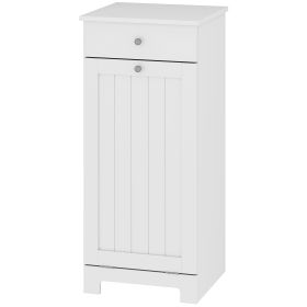 Laundry Hamper Cabinet, Laundry Cabinet with Tilt Out Laundry Basket and Drawer, White