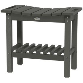 HDPE Shower Bench, Waterproof Shower Stool with Handle, Storage Shelf, Non-Slip Pads for Indoor Outdoor, Dark Gray