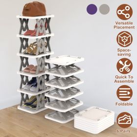 6 Tier Foldable Shoe Rack Vertical Shoe Organizer Narrow Shoe Rack For Small Spaces Space Saving Free Standing For Corner Entryway Hallway Bedroom 2 C