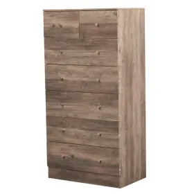 Gray Particleboard With A Textured Melamine Finish, 66*40*131cm, 5+2 Drawer Cabinet, Matte Gold Handles