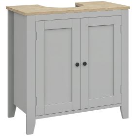 Bathroom Vanities, Pedestal Sink Cabinet with U-Shaped Cut-out and Adjustable Shelf, Gray