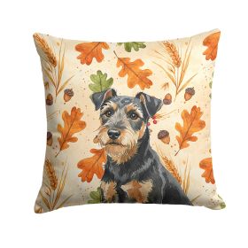 Black and Tan Lakeland Terrier Heirloom Fall Throw Pillow Decorative Indoor Outdoor Accent Cushion for Couch, Bed or Patio, 14Hx14W