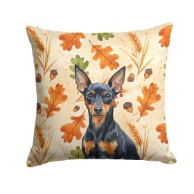 Black and Tan Miniature Pinscher Heirloom Fall Throw Pillow Decorative Indoor Outdoor Accent Cushion for Couch, Bed or Patio, 18Hx18W