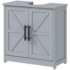 Farmhouse Pedestal Sink Storage Cabinet, Bathroom Sink Cabinet with 2 Barn Doors and Adjustable Shelf, Dark Gray