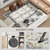HOMCOM Machine Washable Area Rug 4x6, Non-Slip Boho Floral Print Floor Carpet for Living Room, Bedroom, Dining Room, Blue