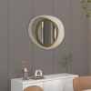 Modern Geometric Wall Mirror 18"x24" Warm White & Gold Decor for Living Room Bedroom