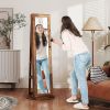 360° Swivel Jewelry Armoire, Lockable Jewelry Cabinet with Full-Length Mirror, Storage Shelves, Rustic Brown